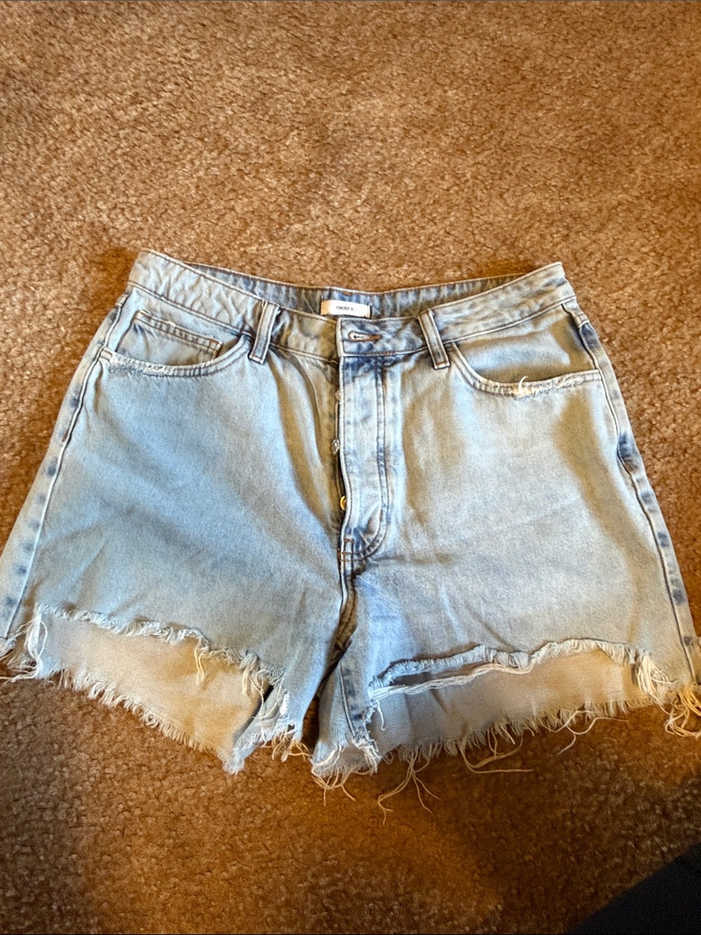 Forever 21 Light Wash Denim Cutoff Shorts